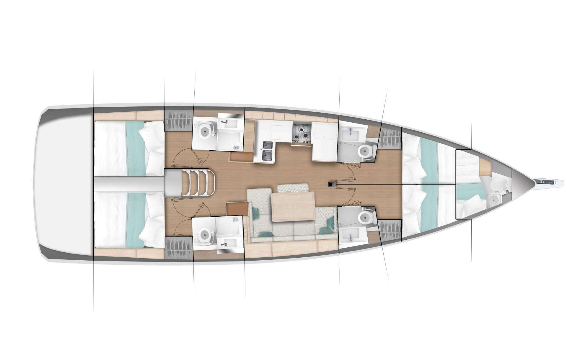 BRIGHT NEW and contemporary sailboat Jeanneau Sun Odyssey 490