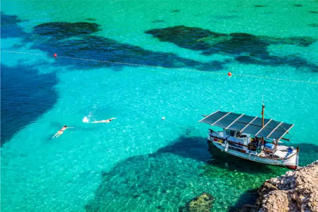 swimming in blue sea Balearics