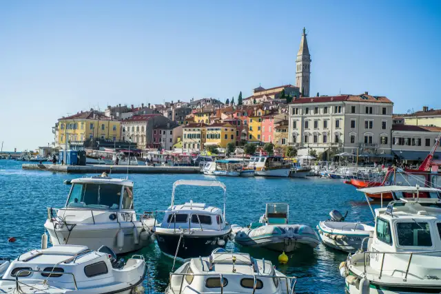 colorful houses in the old town of Rovinj croatia istrian